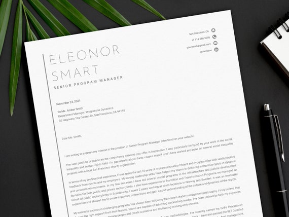 Cover Letter Template + Sample Letter & Writing Tips | Motivational Letter Word, Google Docs and Mac Pages | Job Application | Cover Page