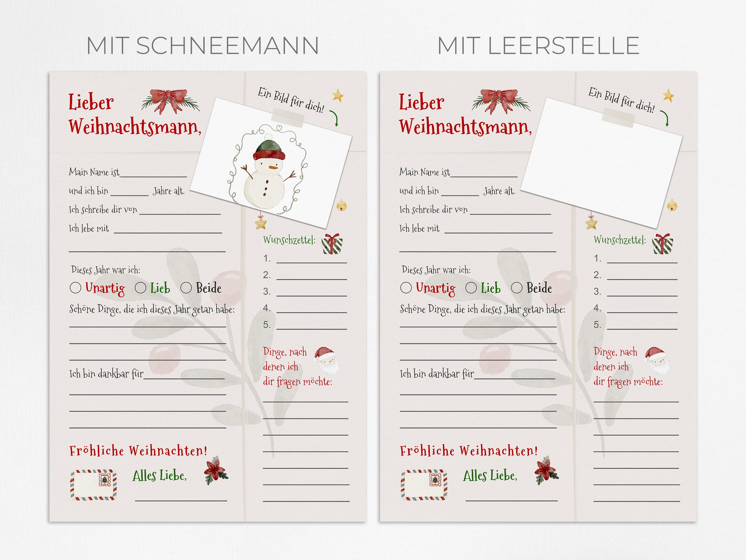 Brief an Den Weihnachtsmann Wunschzettel Zum Ausdrucken Lieber