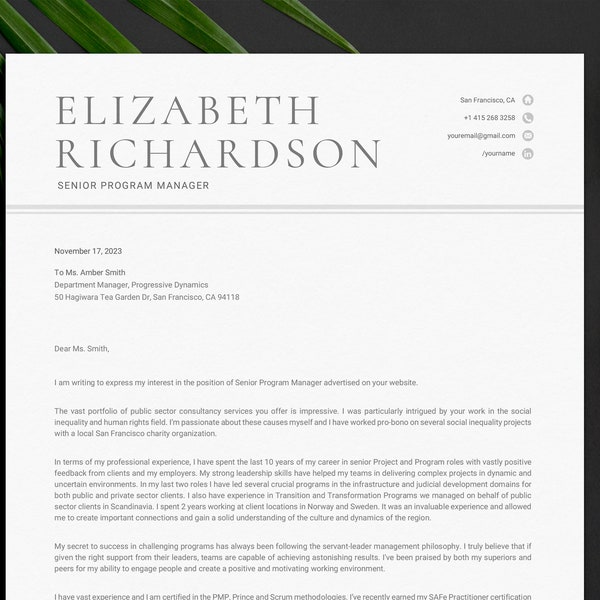 Cover Letter Template + Sample Cover Letter & Writing Tips | Google Docs, Template Word, Mac Pages | Letter of Interest | Motivation Letter