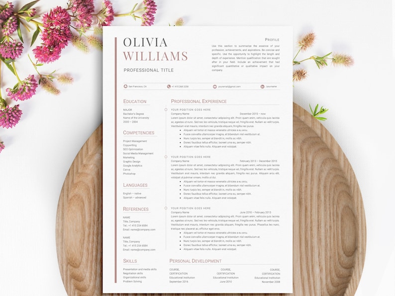 CV Template Word and Pages + Cover Letter Template | Resume Template Minimalist & Modern | Professional Resume | 1 and 2 Page Resume image 11