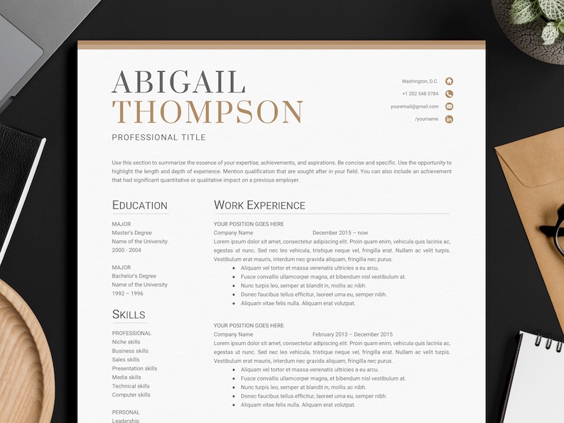 Modern Resume Template | Word and Mac Pages | Cover Letter and ...