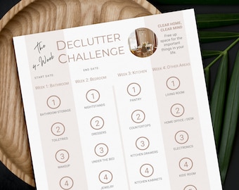Declutter Challenge - 4 Weeks | Declutter Checklist | Declutter tracker | Home Organization | Sprint Clean | Declutter Printable