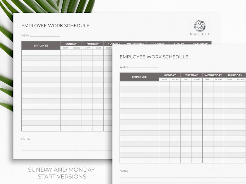 Employee Schedule Template Work Schedule Editable and Printable Employee Schedule Template Work Schedule Editable and Printable