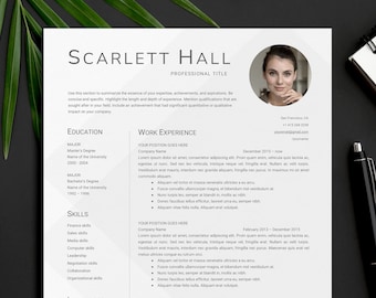 Modern Resume Template With Photo | Word and Mac Pages | Cover Letter and References | Minimalist CV Template