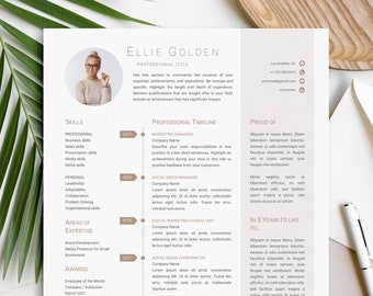 Creative One Page Resume Template | Resume with Photo | Word and Mac Pages | References and Cover Letter | Modern CV Template