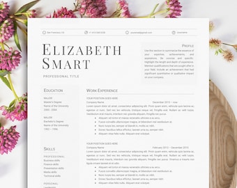 Minimalist Professional Resume Template | Mac Pages and Word  | 1 Page Resume and 2 Page Resume | Modern and Simple CV Template