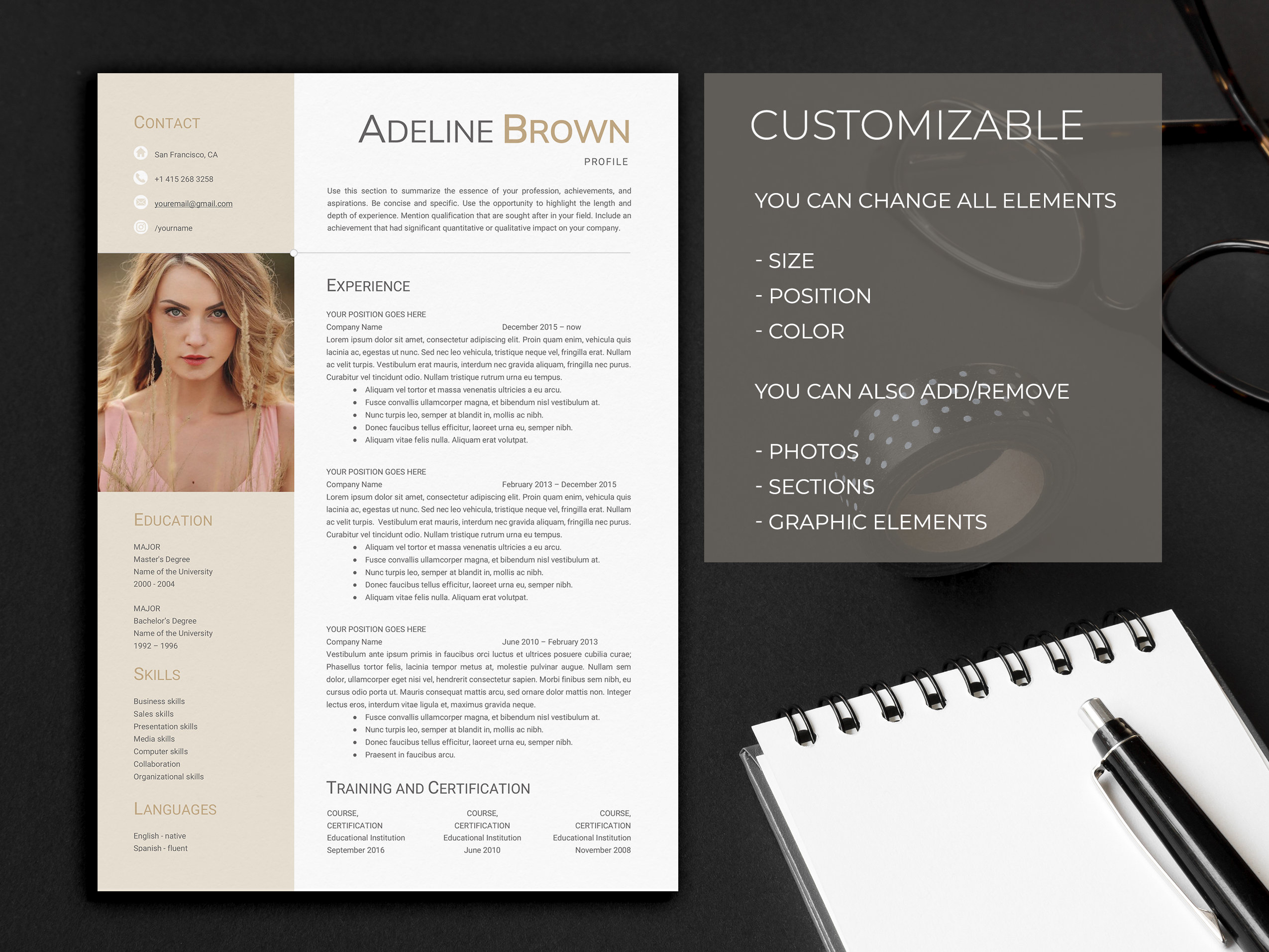Modern Resume Template Word and Mac Pages Cover Letter & References ...