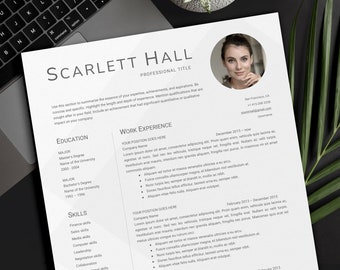 Resume Template Minimalist and Modern | CV Template with Photo | Creative Resume Template | Cover Letter and References