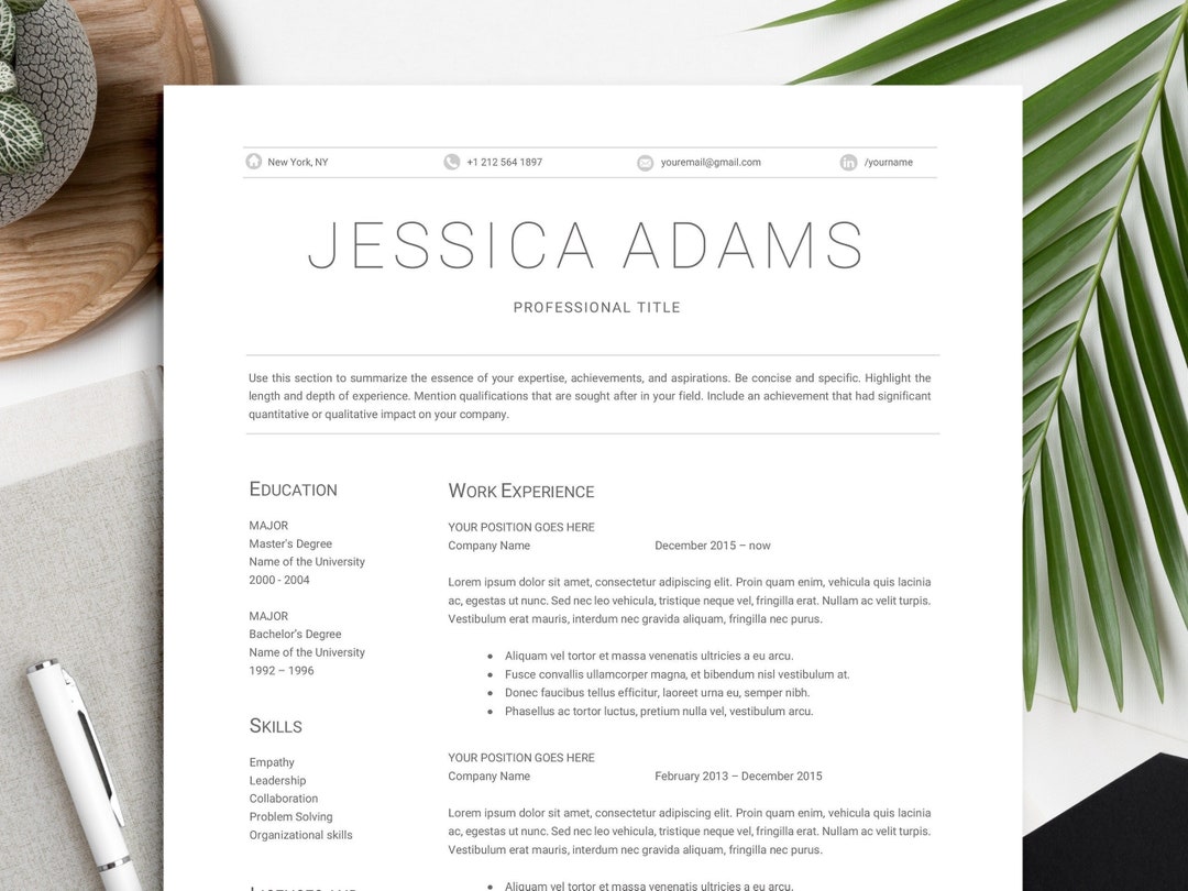 Resume Template Word & Mac Pages | Including Cover Letter and ...