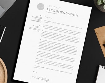 Professional Letter of Recommendation Template | Reference Letter | Recommendation Letter | Professional Reference | Testimonial Letter