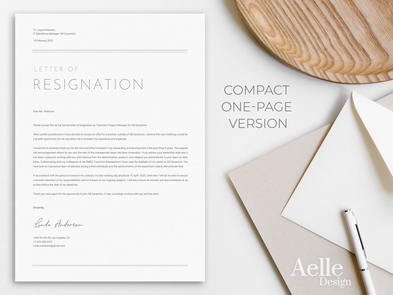 Professional Resignation Letter Template + Sample Letter & Writing Tips | Notice Letter | Microsoft Word, Google Docs and Mac Pages image 2