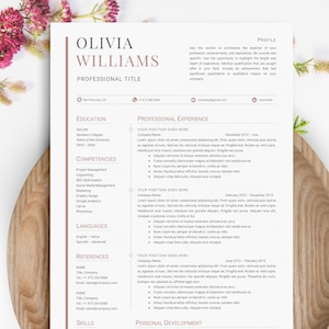 CV Template Word and Pages + Cover Letter Template | Resume Template Minimalist & Modern | Professional Resume | 1 and 2 Page Resume