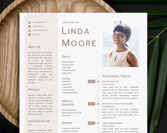 Modern One Page Resume Template | Word and Mac Pages | Resume with Photo | References and Cover Letter | Minimal CV Template