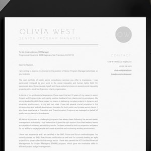 Cover Letter Template Including a Sample Letter | Job Application | Letter of Motivational Word, Google Docs and Mac Pages Cover Page
