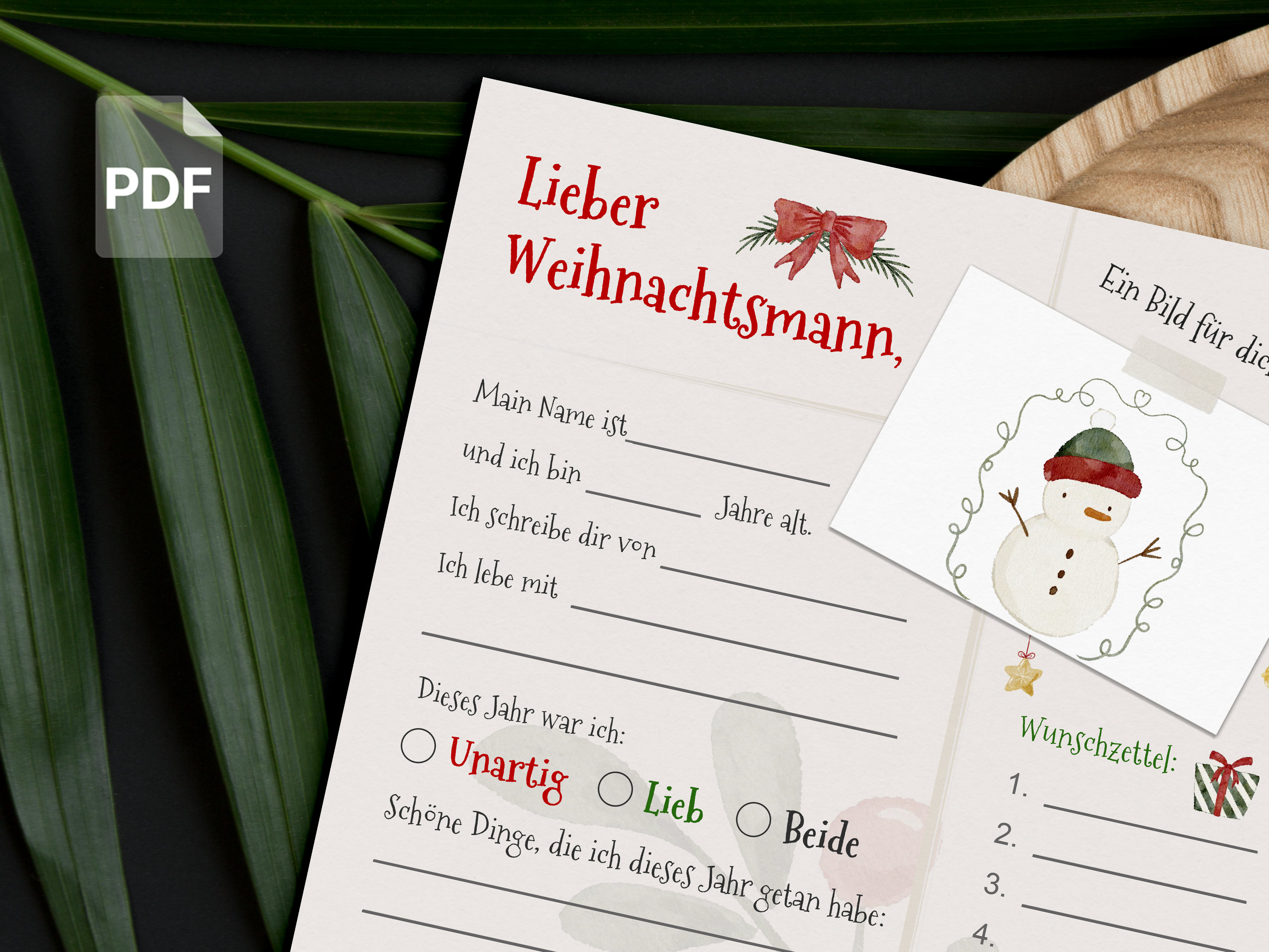 Brief an Den Weihnachtsmann Wunschzettel Zum Ausdrucken Lieber