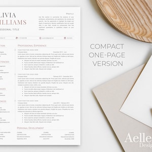 May include: A resume template with a pink and gray color scheme. The template is designed for a compact one-page version. The resume includes sections for education, competencies, languages, references, skills, and personal development.