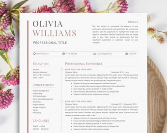 CV Template Word and Pages + Cover Letter Template | Resume Template Minimalist & Modern | Professional Resume | 1 and 2 Page Resume