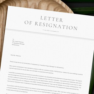 Resignation Letter Template + Writing Tips & Sample Letter | Termination Letter | Microsoft Word and Mac Pages | Notice Letter