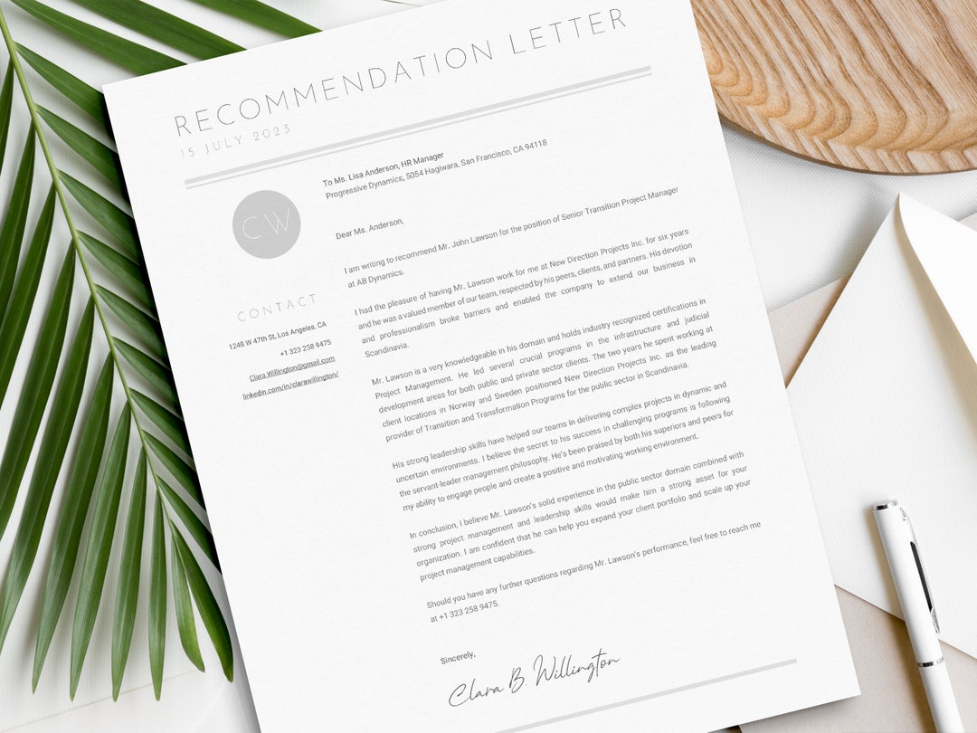 Recommendation Letter Template | Letter of Recommendation | Job