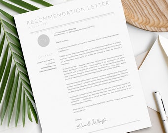 Recommendation Letter Template | Letter of Recommendation | Job Referral Letter | Job Reference | Job Application | Character Letter