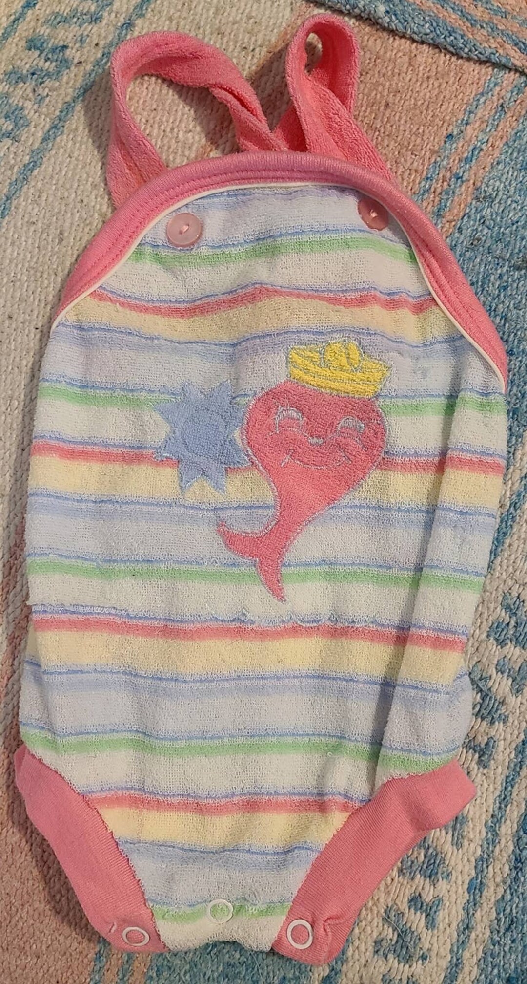 Vintage Baby Terrycloth Bathing Suit Romper Sea Animal 18 24 M Etsy