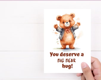 Bear themed Thank you greeting vard| Instant Download | by DigiCardKit