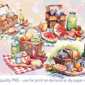 Picnic Basket Sublimation PNG | Printable illustration | Instant Download | Transparent 300 DPI | by DigiCardKit&quot;