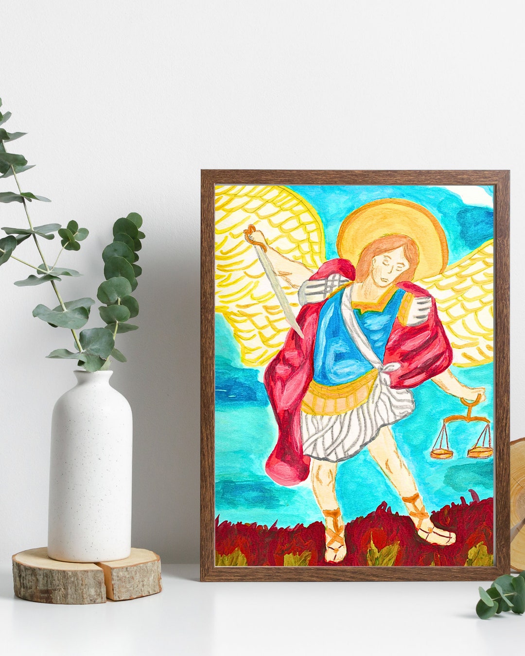 Saint Michael the Archangel Print - Watercolor Painting - Catholic Boy ...