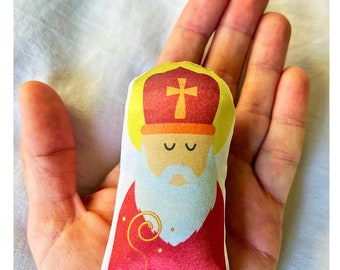 Mini Saint Nicholas - Stuffed Saint Doll - Catholic Christmas Gift - stocking stuffer