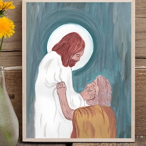 Jesus Heals the Blind Man Art: Catholic Mom Gift