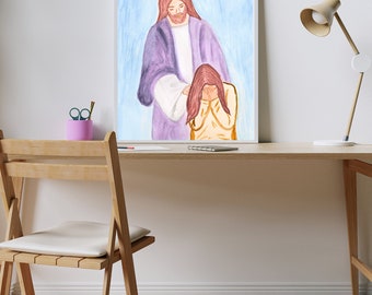 Gift for Catholic Mom Jesus Christ Wall Art Jesus Christ Art Jesus Christ Painting Jesus Picture