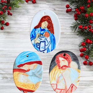 Holy Family ornaments - ceramic ornament - Catholic Christmas gift - nativity ornament