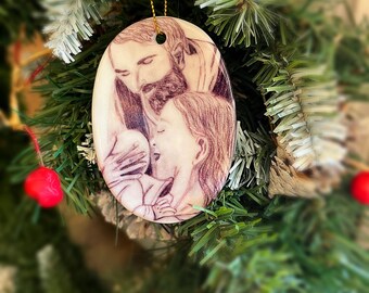 Holy Family ornaments - ceramic ornament - Catholic Christmas gift - nativity ornament