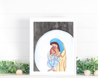 Mary's light, Holy Mary Wall Art, Mother Mary Art, Catholic Painting, Catholic Picture