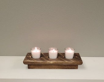 Farmhouse Rustic 3 Votive Candle Holder| Wood Décor | Home Décor | Centerpiece