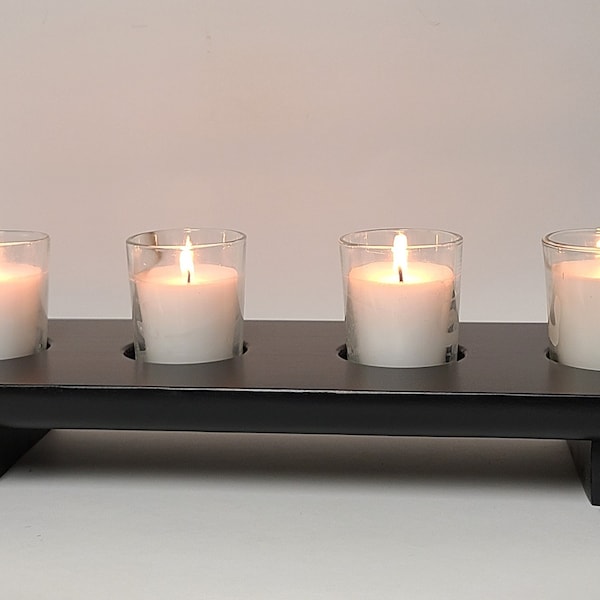 Contemporary 4 Candle Votive Holder| Wood Décor | Home Décor | Centerpiece