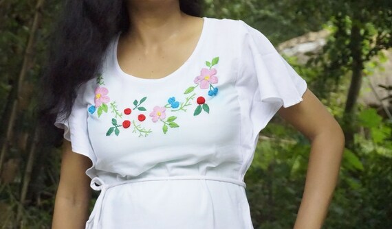 Hand Embroidered Floral Tunic Dress 