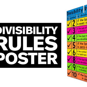 Divisibility Rules Poster - Math Classroom Decor - Math Anchor Charts - Math Classroom Decorations - Printable Classroom Decor