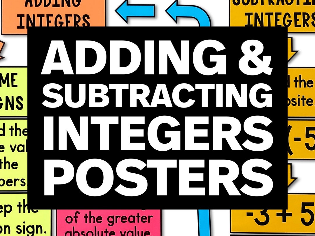 Adding and Subtracting Integers Posters Math Classroom Decor Math