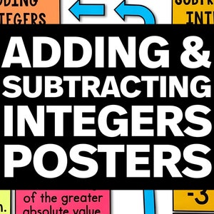 Adding and Subtracting Integers Posters - Math Classroom Decor - Math Anchor Charts - Math Classroom Decorations - Printable Classroom Decor