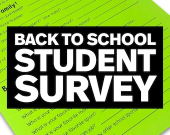 All About Me Questions for the First Day of School - Student Survey for the First Week of School - Back to School Questions - Student Survey