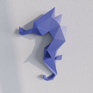 Seahorse papercraft - Low poly model - template PDF - sculpture
