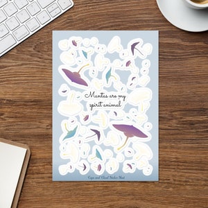 Hoja de pegatinas de manta (56 o 25 pegatinas), papelería minimalista en tonos pastel, regalo para gamers, inspirado en la naturaleza, silueta de animal