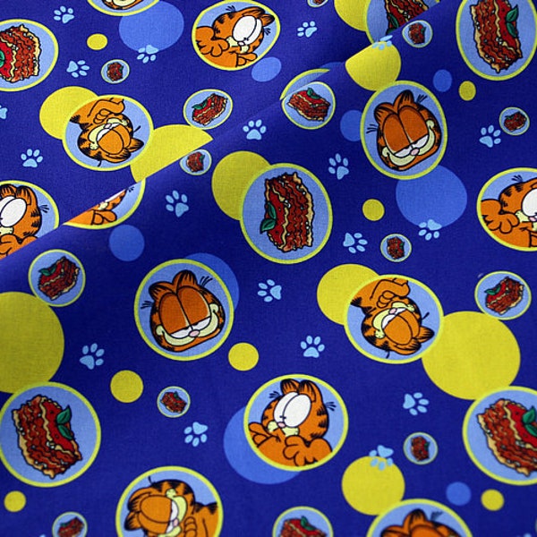 Garfield Cat Fabric Orange Cat Fat Cat Anime Cartoon Cotton Fabric By The Half Yard