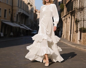 long white dress fall Morilee Patience 3258 Plus Size Wedding Dress – Wedding Shoppe main image 1