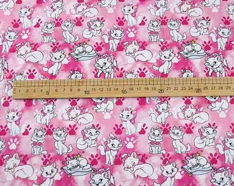 Marie Cat Fabric* Disney Aristocats Collage Fabric* 100% Cotton Fabric* Anime Cartoon Cotton Fabric* By The Half Yard