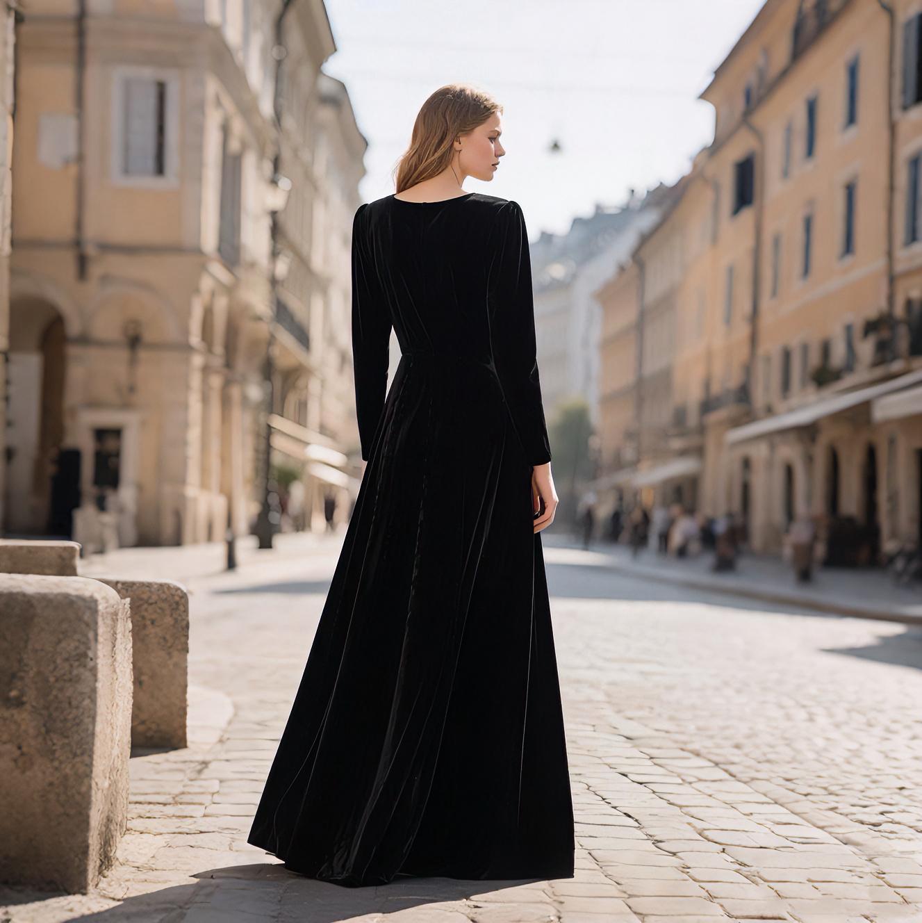 black velvet maxi dress long sleeve Black Velvet Mock Neck Maxi Dress shopaleena
