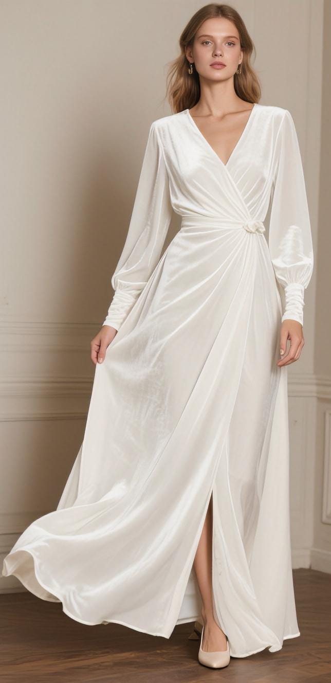 knee length dresses for ladies Vintage Sleeved Burnout Velvet Mermaid Wedding Dress main image 0