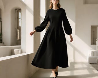 Wool Maxi Dress for Women | Long Sleeve Winter Dress | Handmade Warm Wool  Dress | Loose Fit Elegant Minimalist Dress | Fall Custom Dress - Etsy