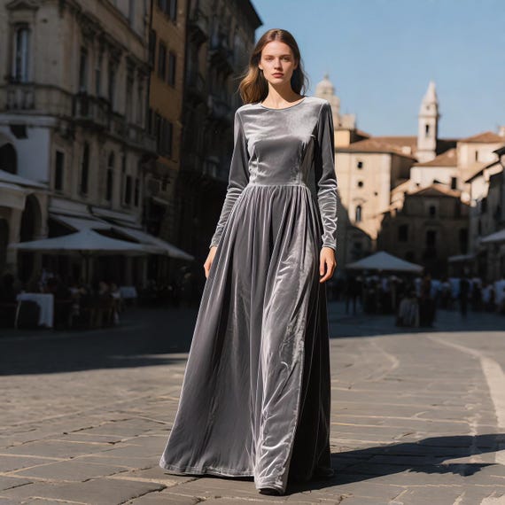 Velvet Maxi Dress for Women Long Sleeve Floor Length Gown Elegant Velvet  Evening Dress Fall Winter Dress Wedding Guest Outfit Custom Dress - Etsy UK